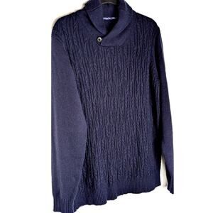 Ben Sherman mens textured sweater Navy chest46"C back29" sleeve26" lambswool EUC